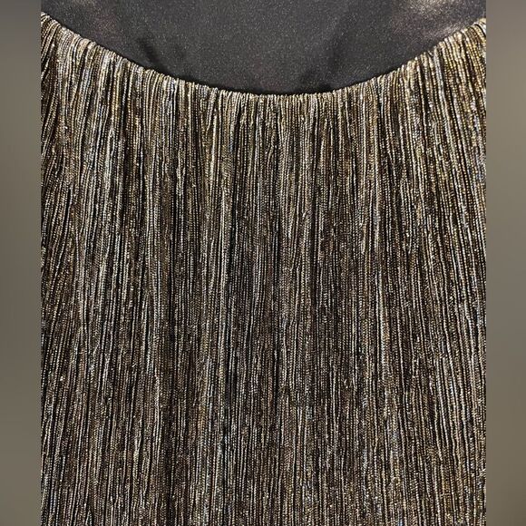 En Focus Studio Black & Gold Metallic Tie Back Swing Dress Women’s Size 12 - Picture 3 of 5